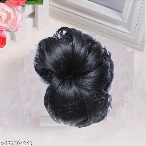 Artificial Juda Hair Bun with Clutcher Hair Accessories Hair Extension and Hair Wigs Hair Juda for Women and Girls, Black