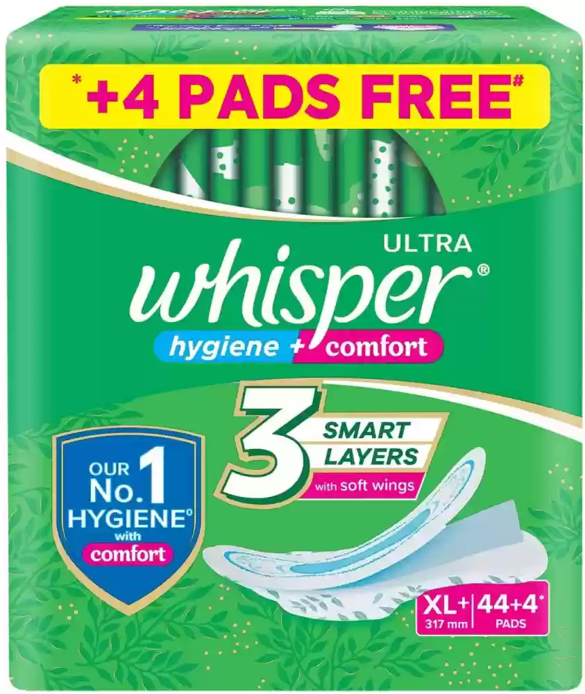 ULTRA WHISPER HYGINE + COMFORT 3 SMART  LAYERS WITH SOFT WINGS XL+314MM 44+4 PADS