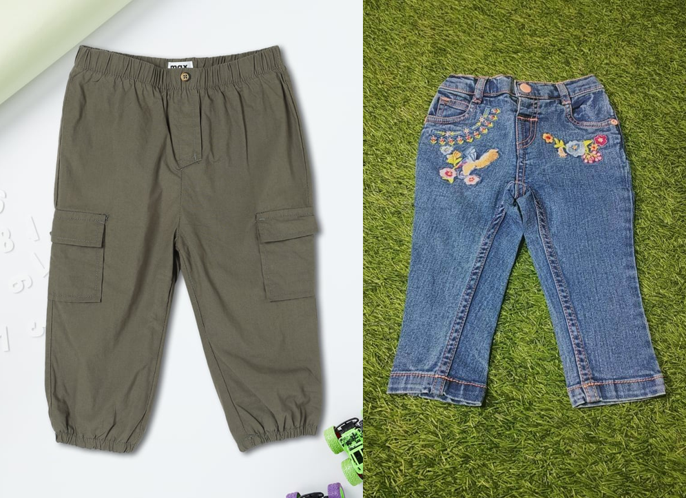 BRANDED JEANS AND CARGO PANT FOR GIRL'S PACK OF 2