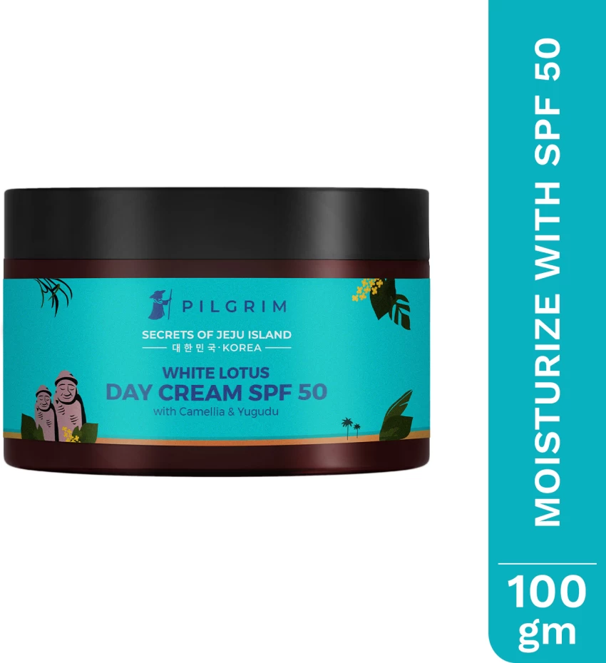 PILGRIM WHITE LOTUS DAY CREAM SPF 50 WITH CAMELLIA & YUGDUGU 100g.