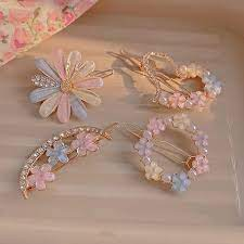 Fancy Premium Quality Flower Hair Pins pack of 4 pcs