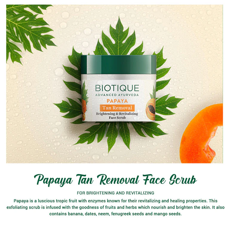BIOTIQUE ADVANCE AYURVEDA PAPAYA TEN REMOVAL BRIGHTENING & REVITALIZING FACE SCRUB