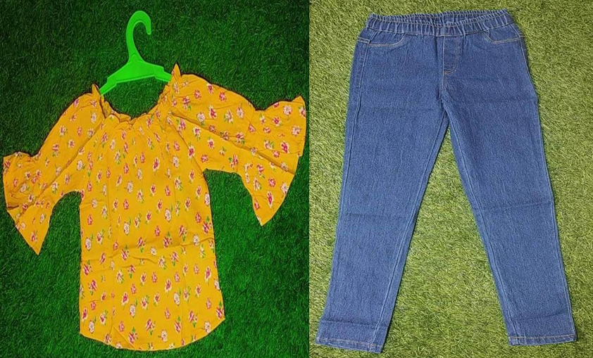 BRABDED JEANS AND T-SHIRT FOR GIRL'S