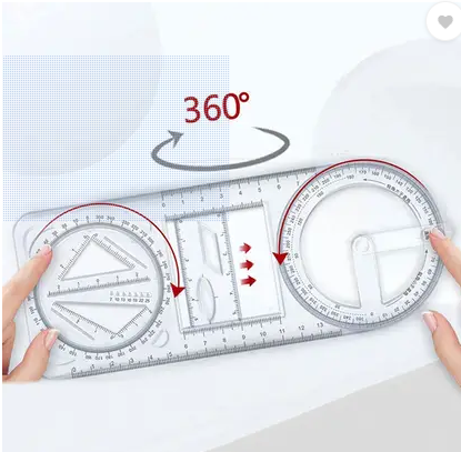 Geometric Ruler Multifunctional Student Math Ruler