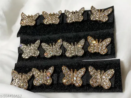 BEAUTIFUL BUTTERFLY SMALL CRYSTAL STONE VELCRO HAIR ACCESSORIES FOR WOMEN'S 12PC