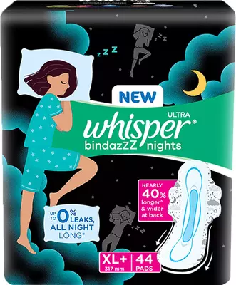 NEW ULTRA WHISPER BINDAZZZ NIGHTS XL+ 317MM 44 PADS