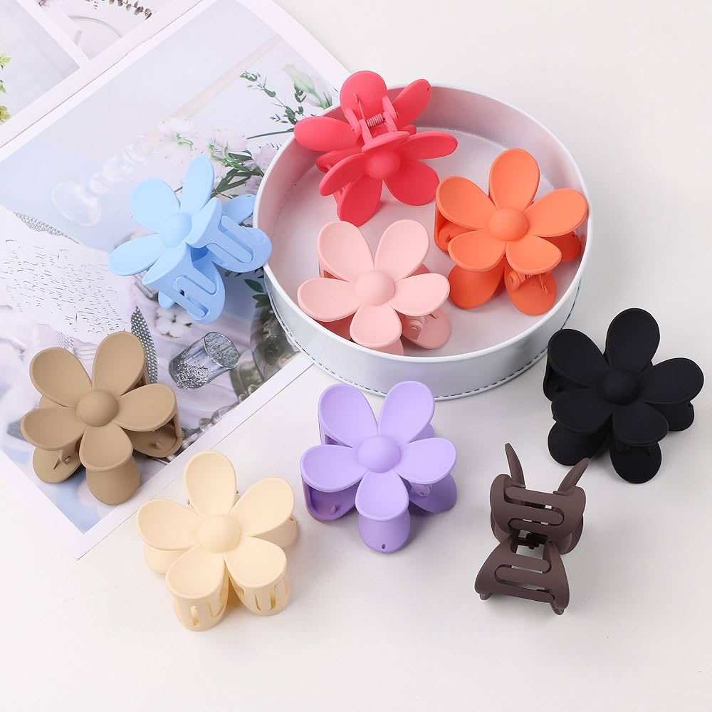 PLASTIC SMALL FLOWER HAIR CLIP CLUTCHER FOR WOMEN'S 3PC