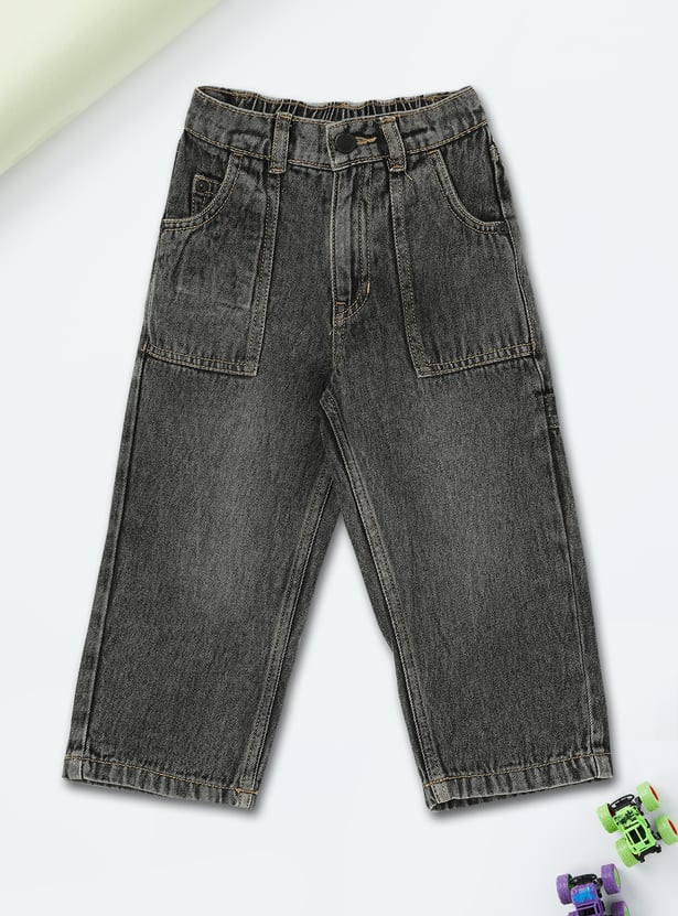 BRANDED LOOSE FIT WASHED JEANS FOR BOY'S